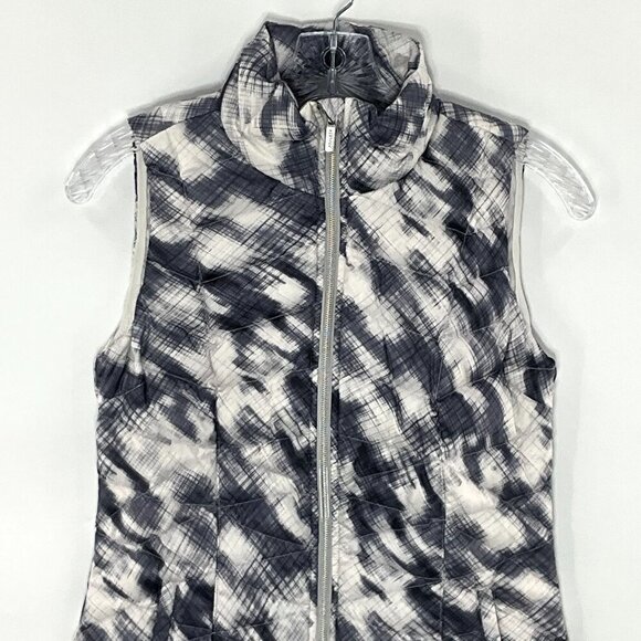 Athleta Puffer Vest Women XXS Blue Print Goose Down Quilted Full Zip Ski Outdoor - Picture 4 of 13